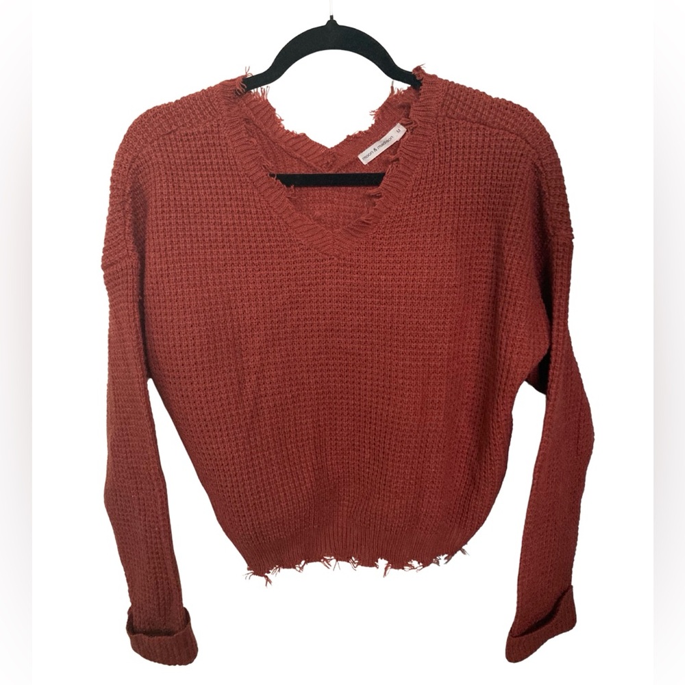Moon and Madison Waffle Knit Crop Sweater Size M